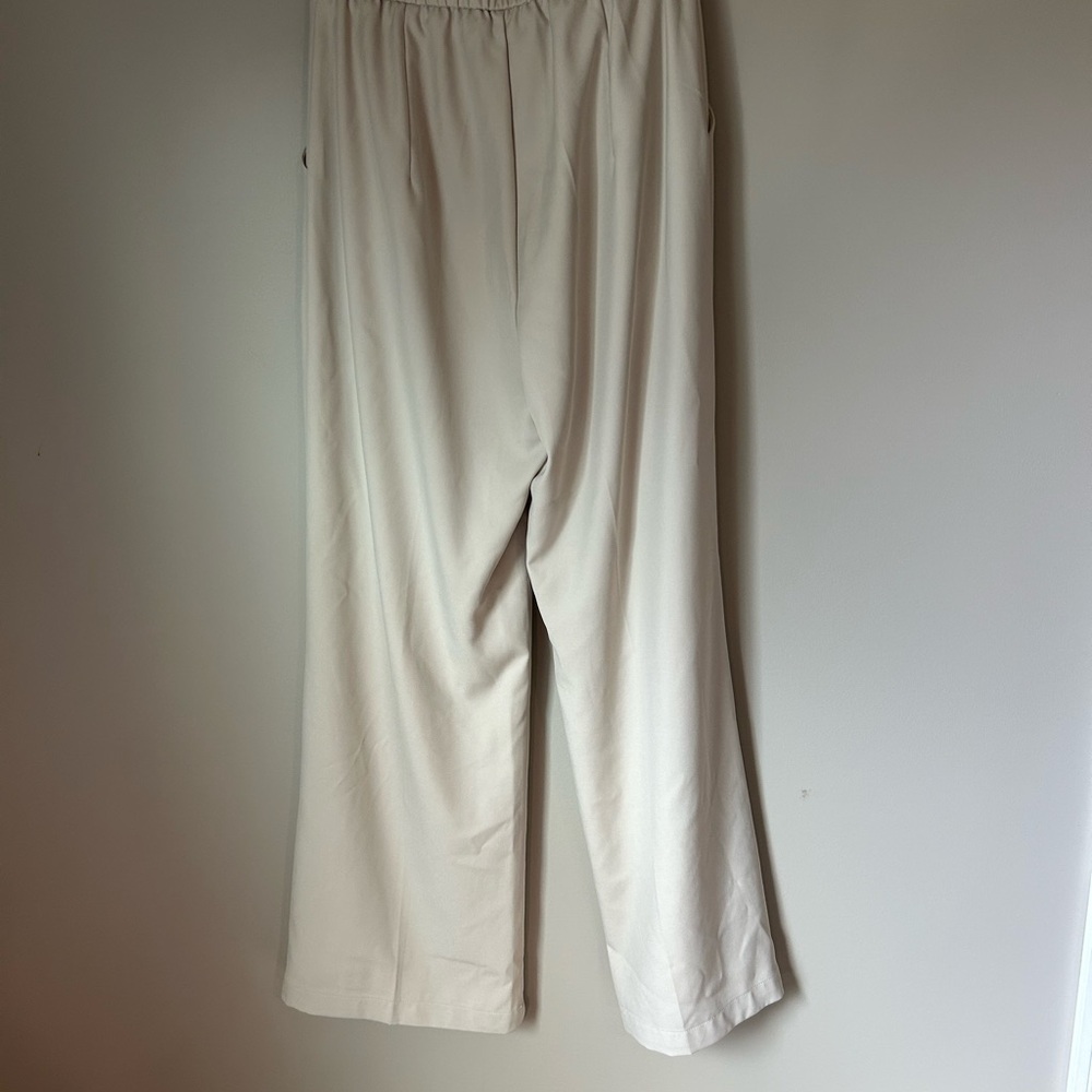 Beige Wide-Leg Women's Trousers - Picture 2 of 3